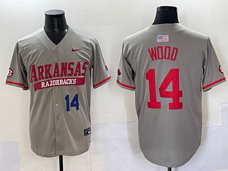 Men 2025 Alabama Crimson Tide #14 Wood Grey Nike Joint Name Nike NCAA Jersey style 3